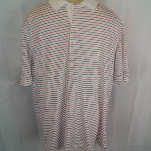 Greg Norman Multicolored Striped Golf Polo